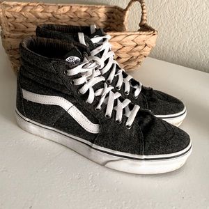 Sk8 High Top Vans in charcoal gray, size 8 womens, size 6.5 mens.